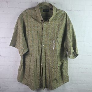 Roundtree & Yorke Olive and Gold Patterned Men's Shirt